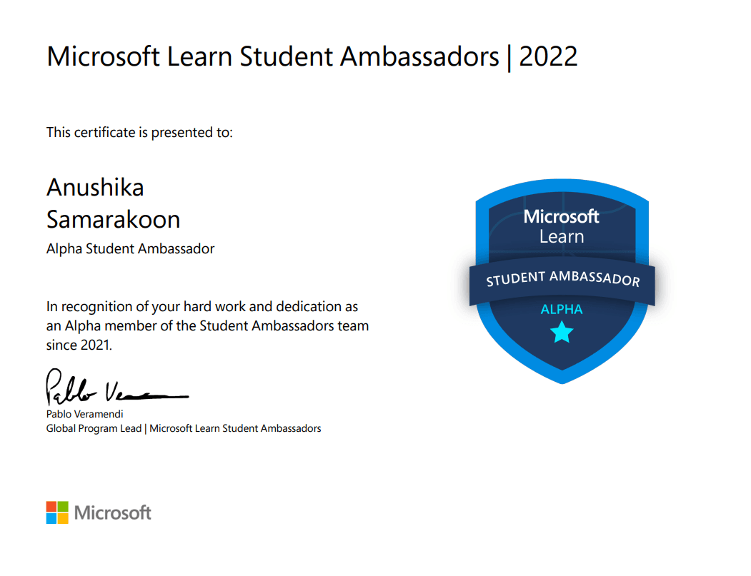 Microsoft Learn Student Ambassadors - Alpha